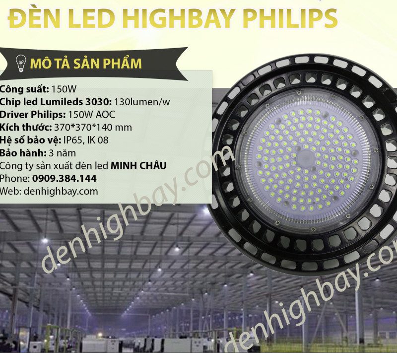Đèn led highbay 150w Philips